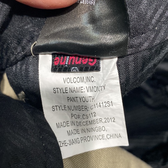 Volcom Boy's 12(26/12) VMonty Khaki Colored Straight Leg Chino Pants - Picture 2 of 5